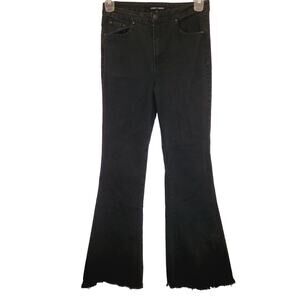 Almost Famous womens black flared leg raw hem jeans size 7